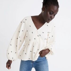 Madewell Tiny Bow Peplum Top